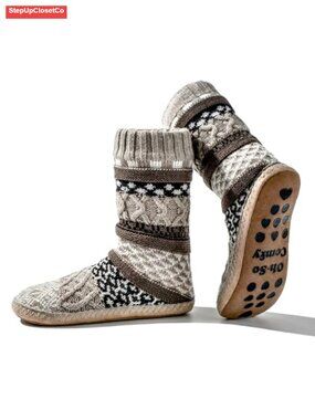 Women's Warm Fuzzy Non-Slip Slipper Socks Sherpa Lining Padded Sole
